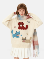 Aelfric Eden Aelfric Eden Cat Sweater Oversized Streetwear Knit