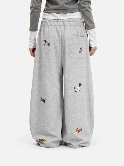 Aelfric Eden Aelfric Eden Embroidery Dog Baggy Barrel Sweatpants