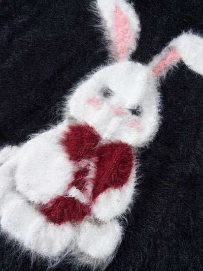 Aelfric Eden Aelfric Eden Rabbit Graphic Jacquard V‑Neck Sweater Streetwear Knit